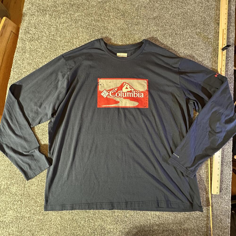 Columbia Long‎ Sleeve Graphic Tee - XXL Navy and Red